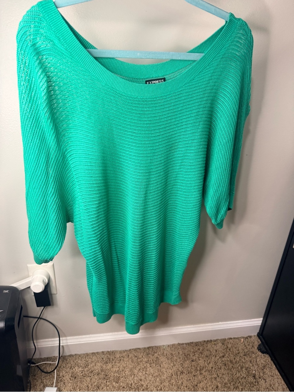 Express Scoop Neck Lightweight Sweater in green